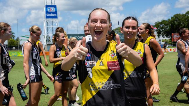 Georgia Johnson as the Nightcliff Tigers took on the Palmerston Magpies in the 2024-25 NTFL women's semi-final. Picture: Pema Tamang Pakhrin
