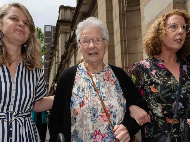 Robyn Hill with her daughters at the Supreme Court. Picture: Jason Edwards