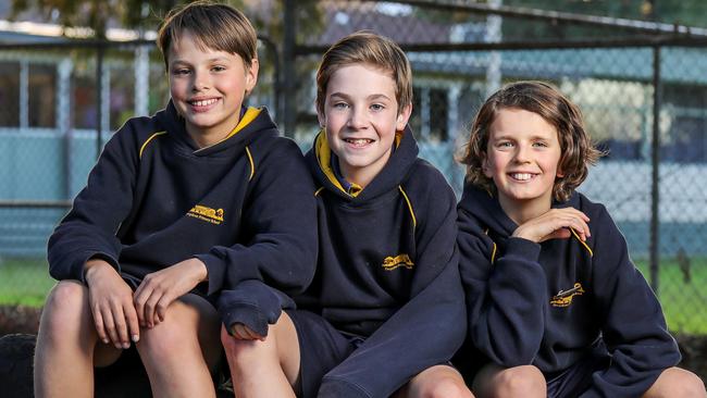 Jack, Luke and Zander at Deepdene Primary. Picture: Tim Carrafa