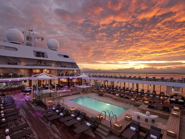 SEABOURN SOJOURN Seabourn Encore’s sister ship Seabourn Sojourn will visit as part of a world cruise, visiting six local ports including Brisbane and Airlie Beach for the first time.