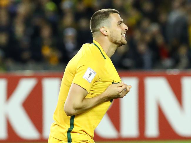 Tomi Juric pleads to the referee. Picture: George Salpigtidis