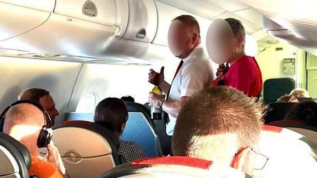 Leader of the Opposition Steven Miles drinking red wine on a flight. Source: Supplied.