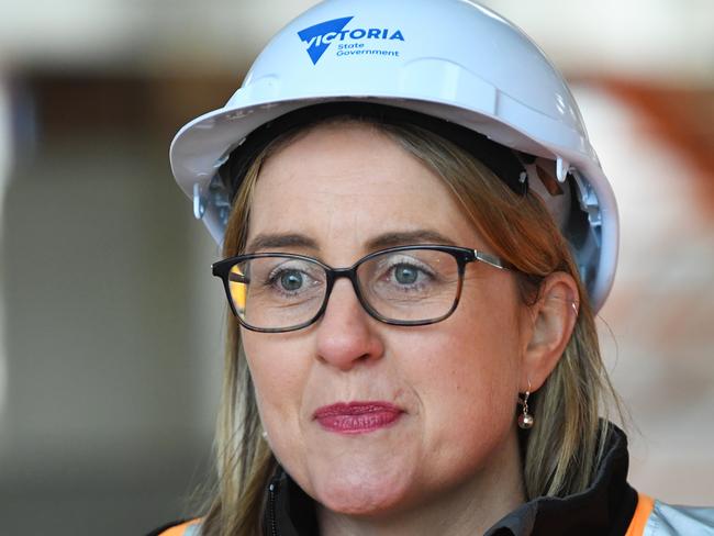 Victorian Minister for Public Transport and infrastructure Jacinta Allan addresses the media at the Westgate Tunnel construction site in Yarraville, Melbourne, Tuesday, June 4, 2019. (AAP Image/James Ross) NO ARCHIVING