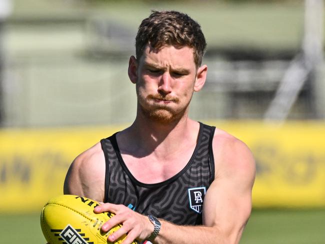 SEPTEMBER 16, 2024: Kane Farrell during Port Adelaide training at Alberton. Picture: Brenton Edwards