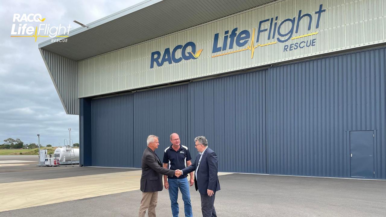 $1.1 million has been committed to fund a full-time doctor at the RACQ Lifeflight Rescue Base in Bundaberg. (L-R) Dr Allan MacKillop, Dale Rethamel, Keith Pitt.