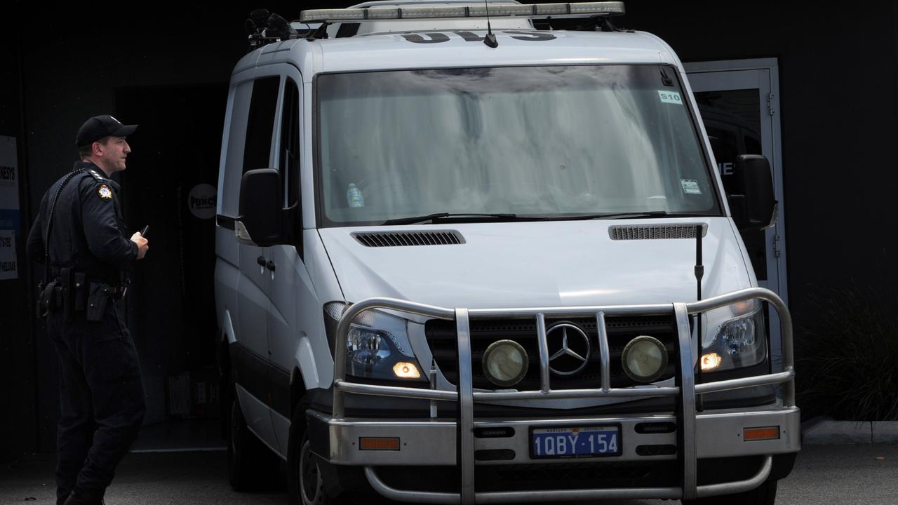 A heavily fortified van used to transport Terrence Kelly on his arrival in Perth following his arrest. Picture: NCA NewsWire / Sharon Smith