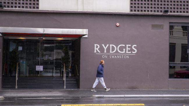 Rydges on Swanston was used to quarantine returned travellers. Picture: Wayne Taylor