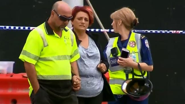 The parents of Christopher Cassaniti at visit the scene. Picture: 9 News