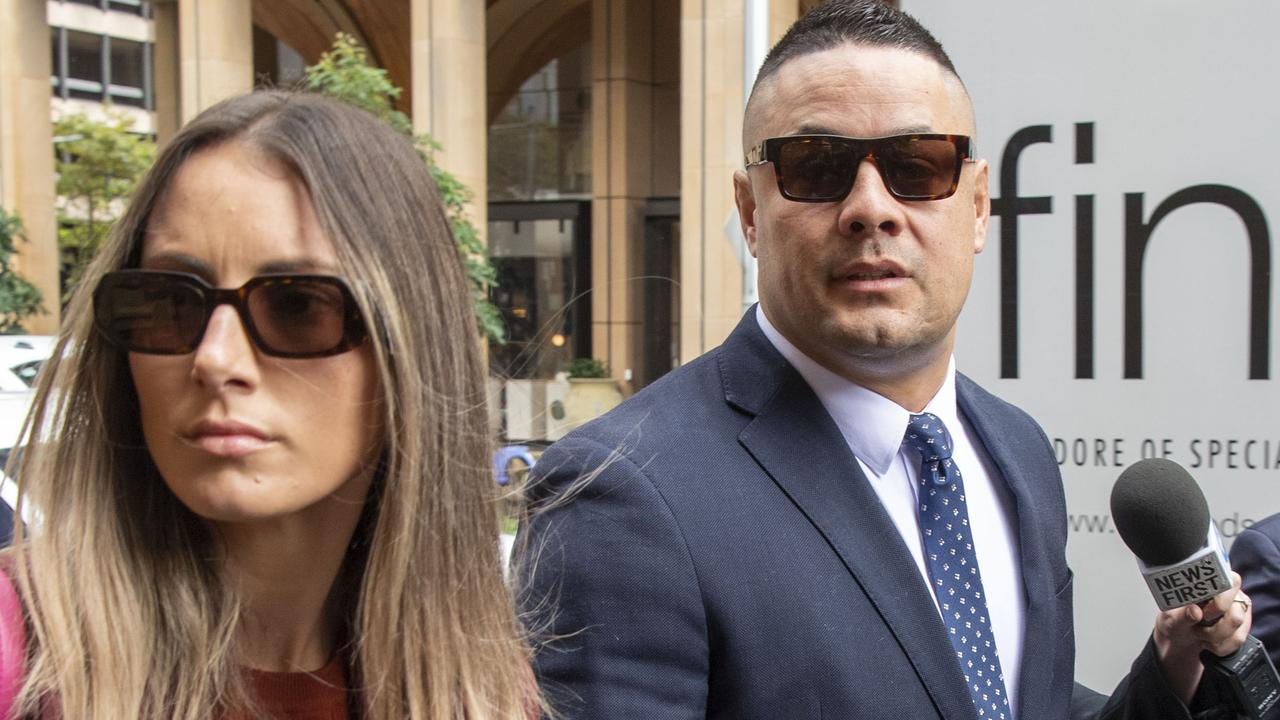 Hayne and wife Amellia Bonnici on the day he was taken into custody. Picture: NCA NewsWire/Simon Bullard