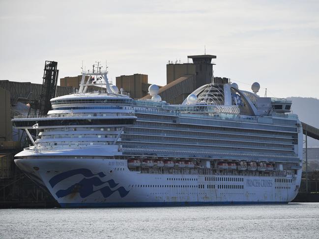 Ruby Princess docks at Port Kembla. Picture: AFP.