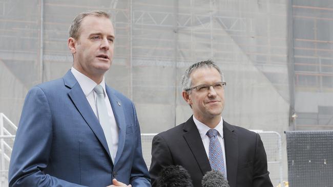 Health Minister Michael Ferguson, left, and Royal Hobart Hospital clinical director Craig Quarmby at the announcement of the new funding. Picture: MATHEW FARRELL