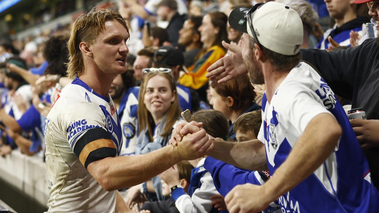 Jacob Preston is fast becoming a fan favourite at the Bulldogs. Picture: Daniel Pockett/Getty