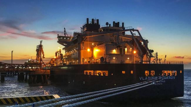 A liquefied natural gas tanker ship at a Chinese terminal. Picture: Getty Images