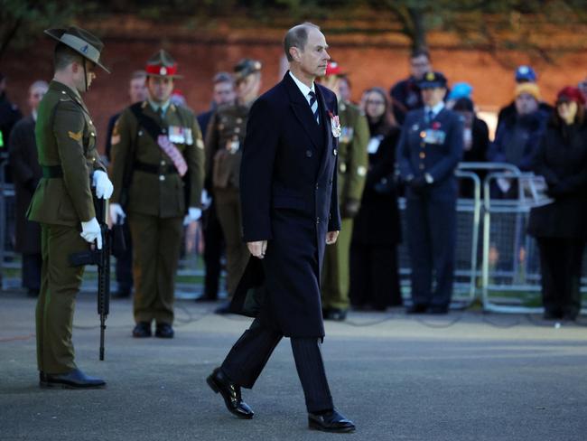 Prince Edward pays his respects to the Anzacs at a Dawn Service in London. Picture: Getty Images