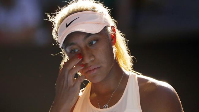 Australian Open Tennis 2018 — Day 2. Simona Halep vs. Destanee Aiava. A disappointed Destanee Aiava late in the match. Pic: Michael Klein