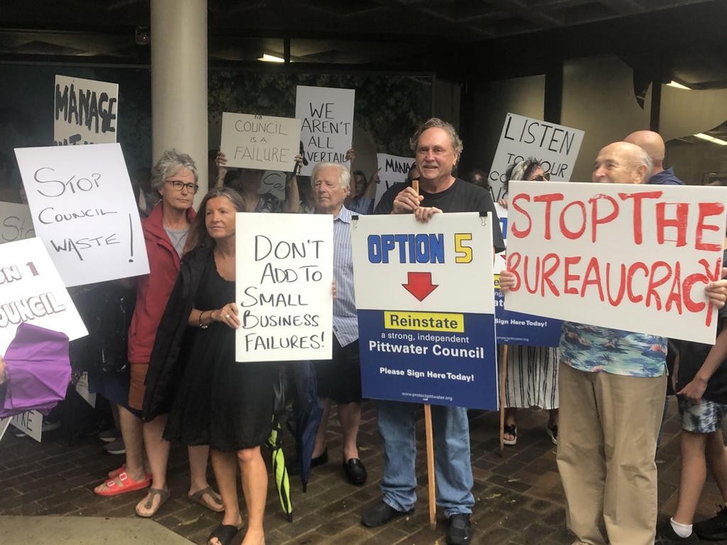 Rate payers at Northern Beaches Council protest over proposed rate increases. Picture: Supplied.