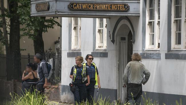 Police at The Gatwick private hotel. Photo taken on the 1st of January, 2015. Picture: Christopher Chan