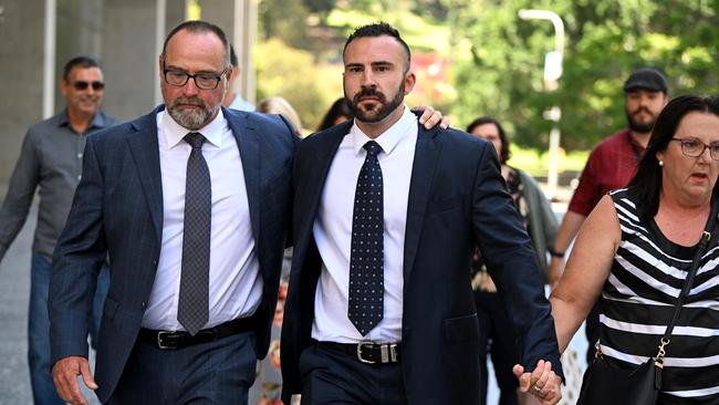 Reading from his victim impact statement James Puglia (centre) said his brother had lost the right to call Franco and Loris his parents. Picture: NCA NewsWire