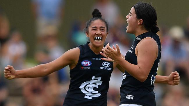 Madison Prespakis (right) and Darcy Vescio bring star power to the Blues. Picture: Mark Brake/Getty Images