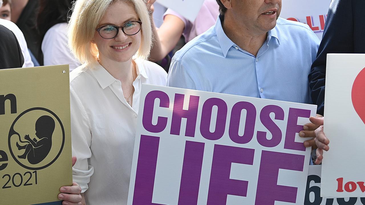 Senator Amanda Stoker at last year’s Cherish Life Queensland protest. She attended the 2022 iteration on the weekend. Picture: Lyndon Mechielsen