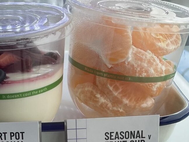 A Sydney retailer is charging an extortionate price for a mandarin that’s been peeled and packaged in an environmentally friendly cup.