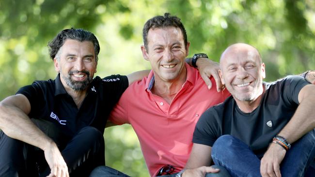 ITALIAN 1988 Olympic cycling stars (LtoR) Fabio Baldato (BMC Racing TDU director), locally based David Solari, and Giovanni Lombardi (now Peter Sagan's agent), meet in Adelaide. The former teammates live worlds apart but the TDU has brought them together over the years.In Adelaide 15 January, 2018. (AAP Image/Dean Martin)