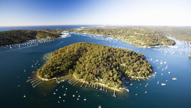 An aerial view of Scotland Island.