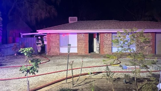 Angle Vale house fire believed to have been started by a battery. Picture: CFS