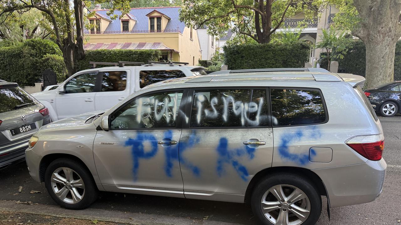 Anti-Semitic graffitied cars on Ocean St, Wellington St and Tara St in Woollahra. It is believed the incidents took place about 12.30am on Thursday, November 21. Picture: Aymon Bertah