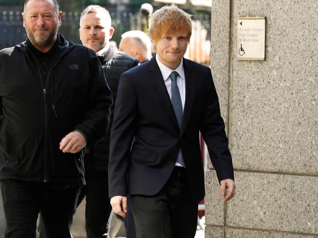 Ed Sheeran arrives in federal court for a music copyright trial in New York. Picture: Getty Images via AFP