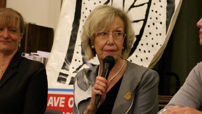 Ku-ring-gai Mayor Cheryl Szatow at an amalgamation protest.