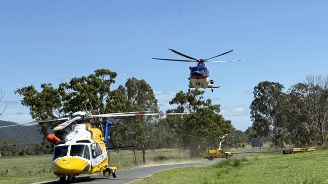 The BMA CQ Rescue chopper was called to a two-vehicle crash on the Bruce Highway at Marlborough that resulted in two teen boys suffering serious injuries, and three others also being taken to hospital. Picture: BMA CQ Rescue