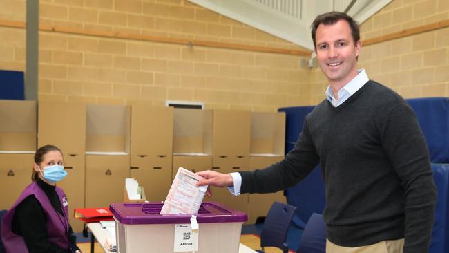 James Stevens casts his vote at Burnside Primary School. Picture: Dean Martin