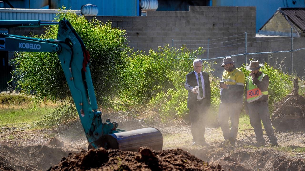 Detective Superintendent Des Bray inspects the dig site during the last investigation in North Plympton in 2018. Picture: Roy Vandervegt