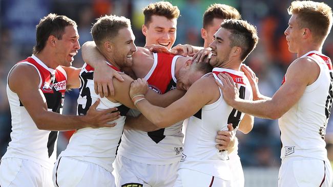 The Saints were unable to sustain a short-lived comeback after GWS’ first-term blitz. Picture: Mark Kolbe/Getty Images. 