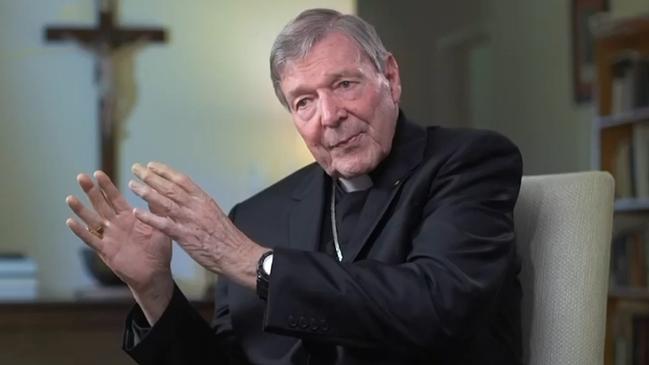 Cardinal George Pell is exclusively interviewed by Andrew Bolt on Sky News following his exoneration on child sex charges. CREDIT: Sky News