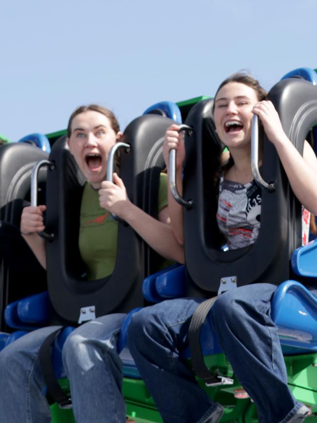 Elena and sister Freya Turner on Warrior in Side Show Alley. Photo: Steve Pohlner