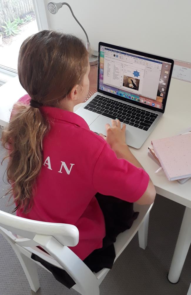 St Rita's College Year 7 student Lucy Stone completed a week of online schooling using the college's Learning At Home Program.