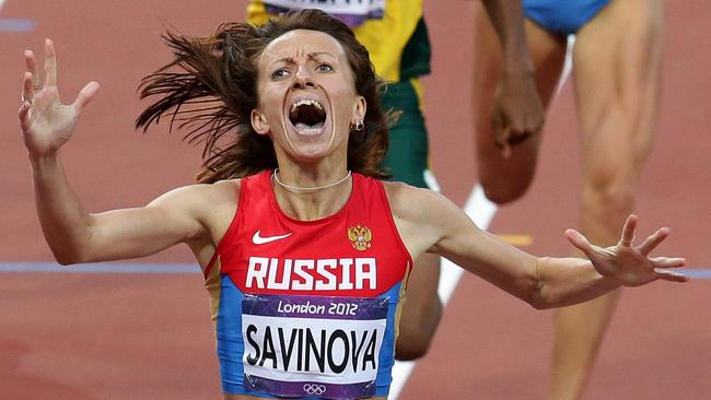 Russian 800m runner Mariya Savinova, pictured winning gold at the London Olympics in 2012, is strongly suspected of doping.