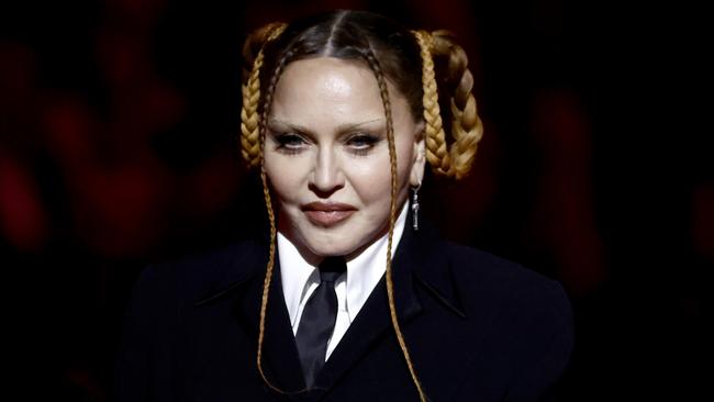 Madonna speaks onstage during the 65th GRAMMY Awards at Crypto.com Arena on February 5. (Photo by Frazer Harrison/Getty Images)