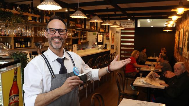 Zucchero Caffe Bar owner Valerio Domenici in Artarmon. Picture: Brett Costello