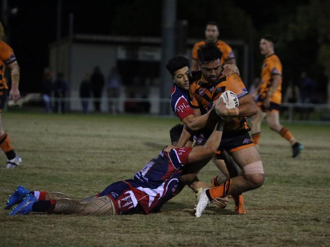 Israel Folau makes his Rugby League Gold Coast debut for Southport Tigers against defending champions Runaway Bay at Owen Park, Southport. Pic Mike Batterham