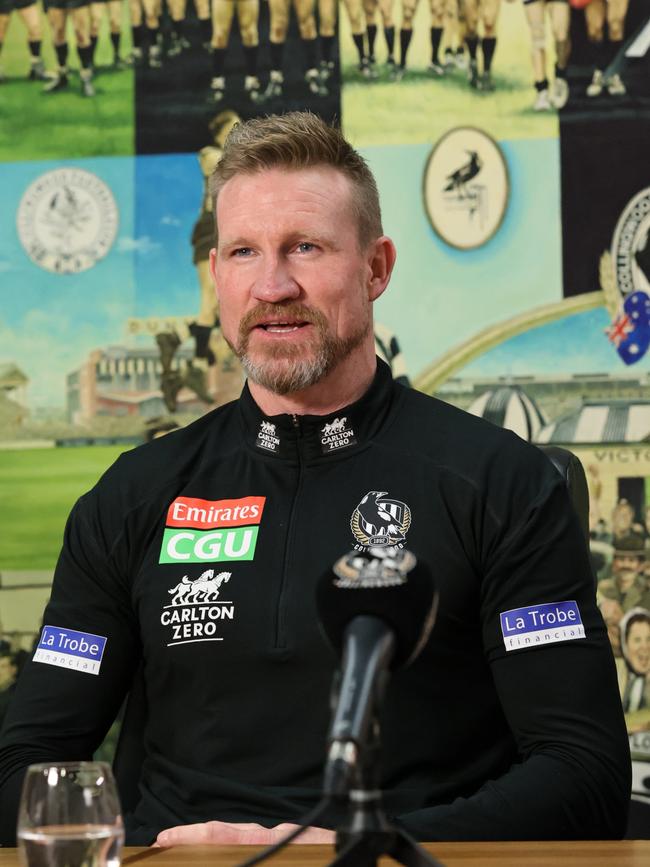 Collingwood coach Nathan Buckley announces he is quitting as coach of the club. He says he is now working on his relationship with himself, away from football.