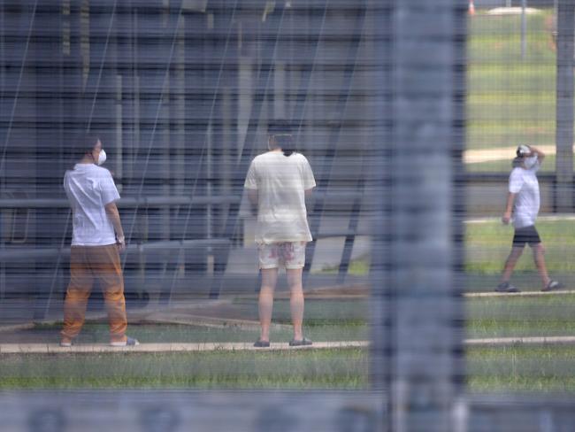 Australians evacuated from Wuhan, China, under quarantine inside the Christmas Island detention centre. Picture: Nathan Edwards