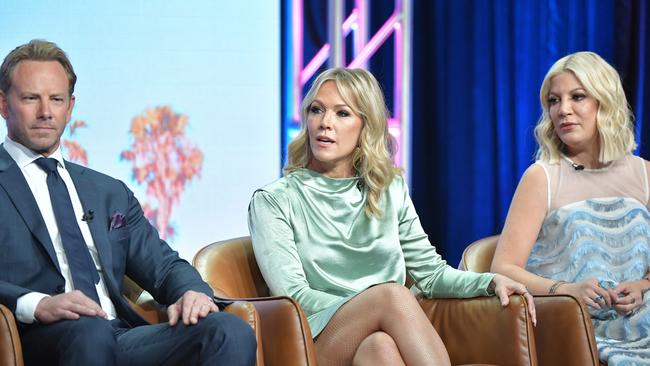 Ian Ziering, Jennie Garth and Tori Spelling of the new 90210. Picture: Getty Images