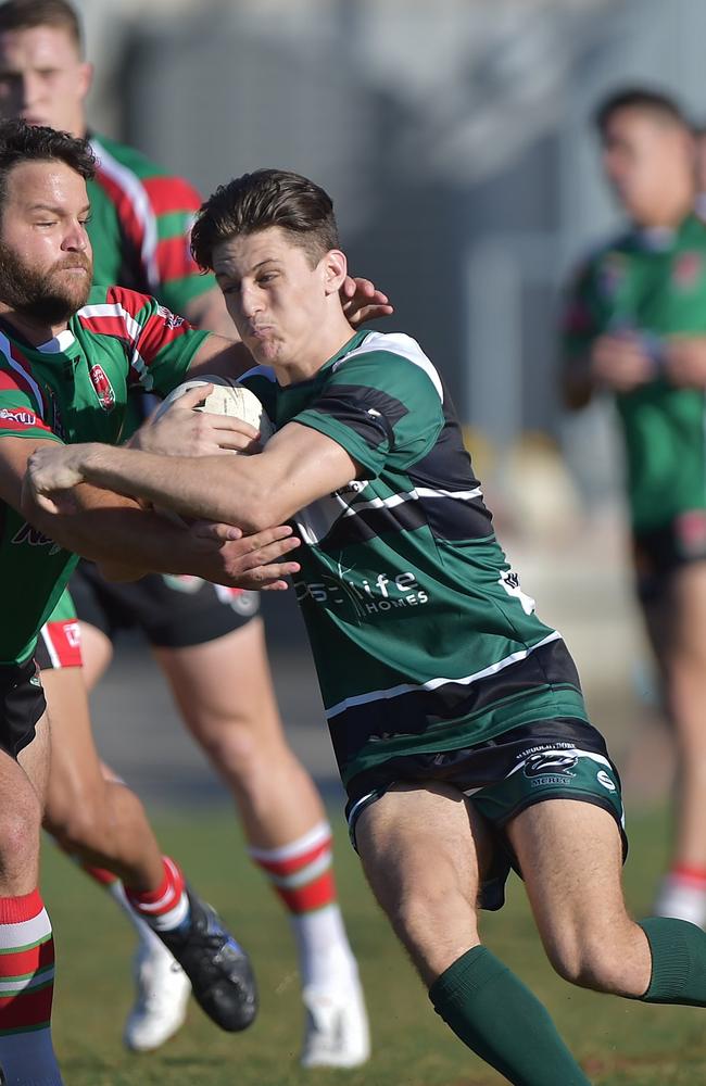 Maroochydore Swans winger Luke Barton in a rugby league match against Nambour.