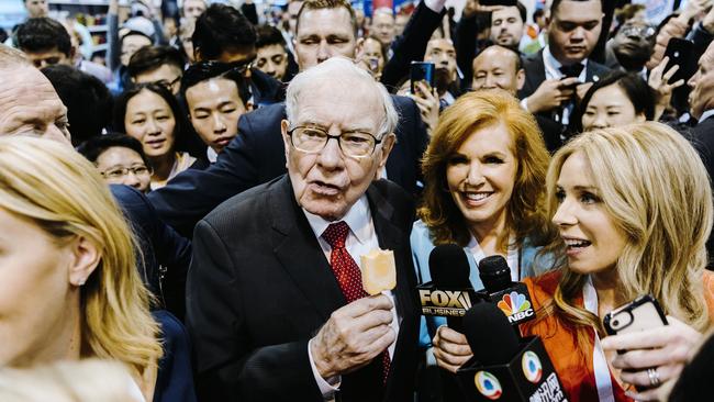 Buffett eats an ice-cream ahead of Berkshire Hathaway’s annual meeting in Omaha, Nebraska, US. Picture: Bloomberg