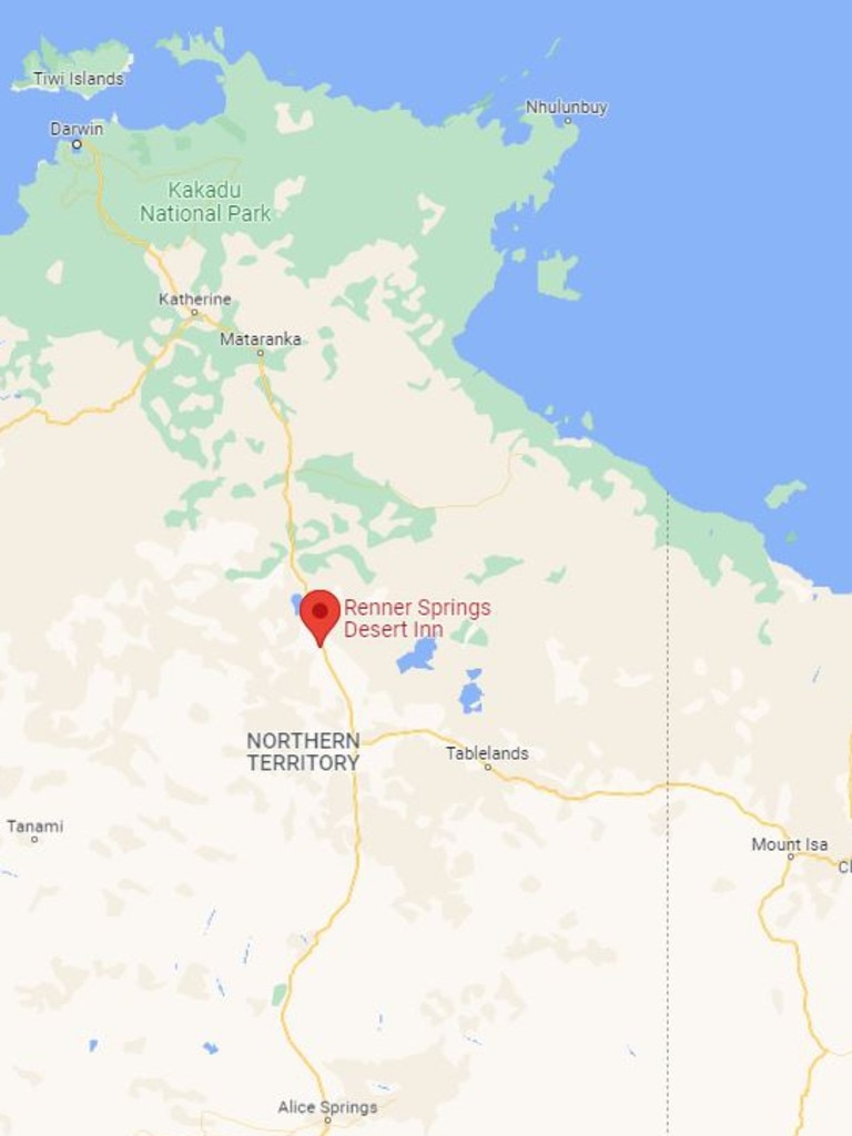 Renner Springs is more than 800km south of Darwin. Picture: Google Maps.