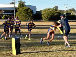 Boys aged 12 to 16 were invited to train with senior rugby coaches from Toowoomba Grammar School. Picture: Jorja McDonnell