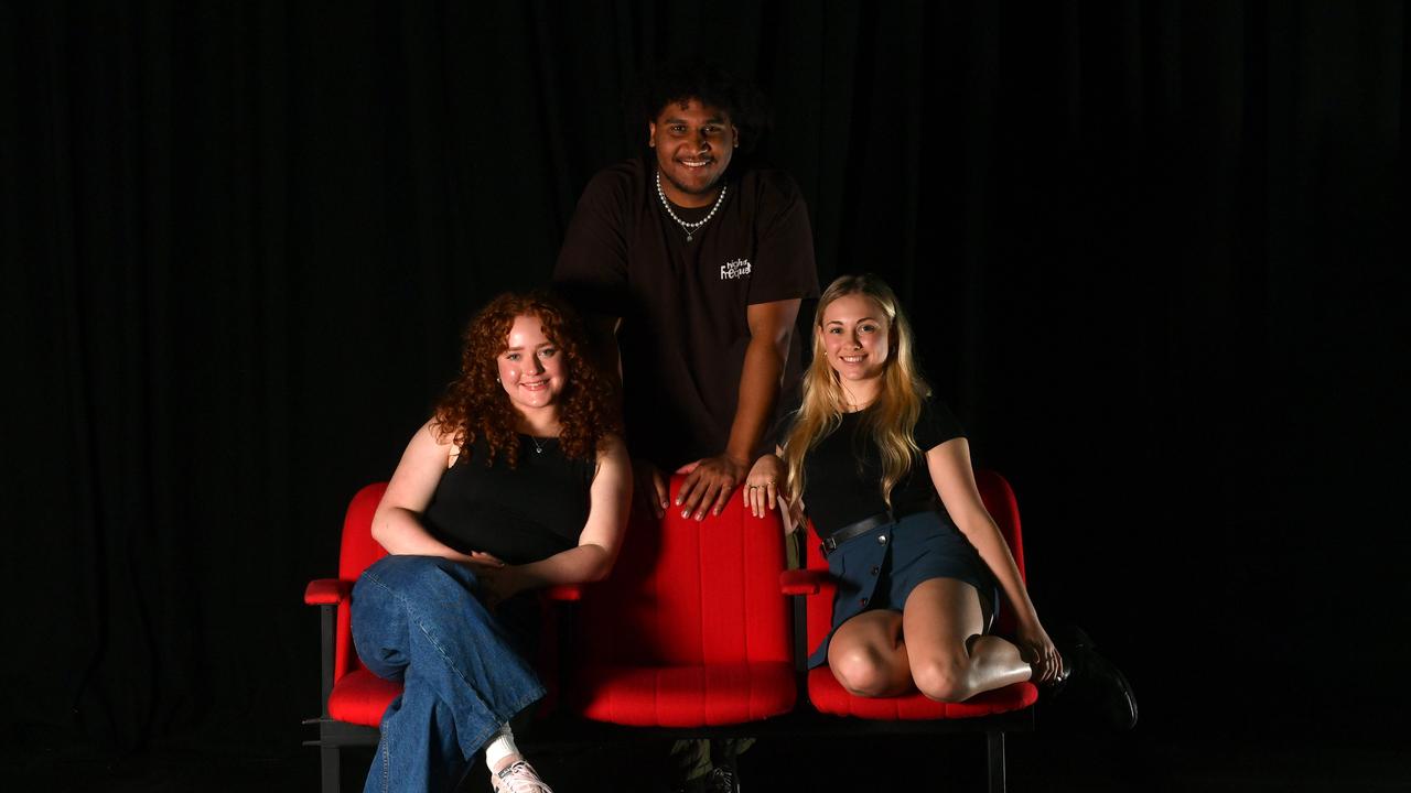 TheatreiNQ Bridge Project graduates Lilly Bartlett , George Abednego, and Alyssandra Higgins are heading south after successfully auditioning for drama schools in Sydney and Melbourne. Picture: Evan Morgan